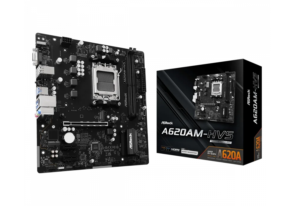 ASRock A620AM-HVS 6800MHz(OC) M.2 AM5 mATX Anakart
