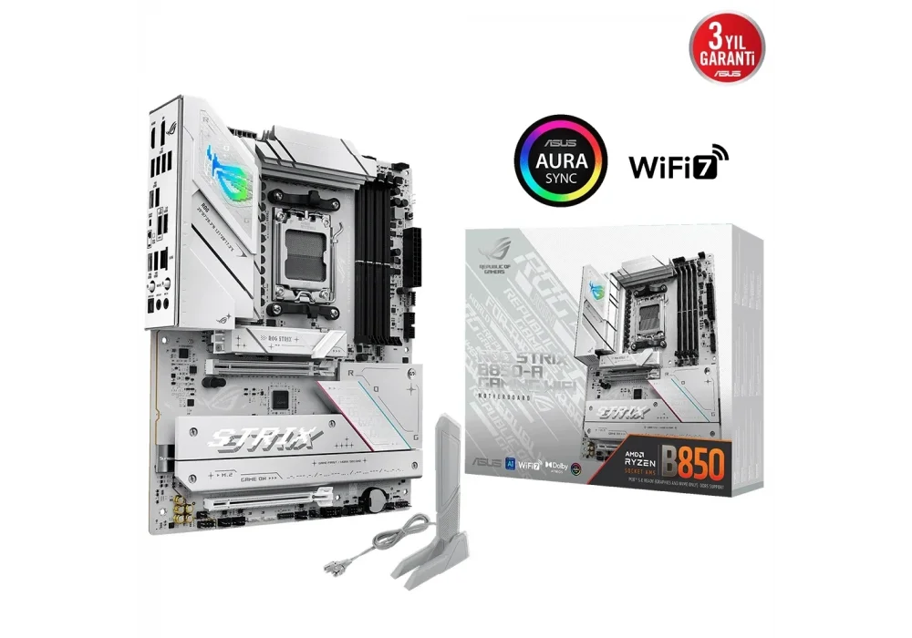 ASUS ROG Strix B850-A Gaming WIFI White 8000Mhz(OC) M.2 AM5 ATX Anakart