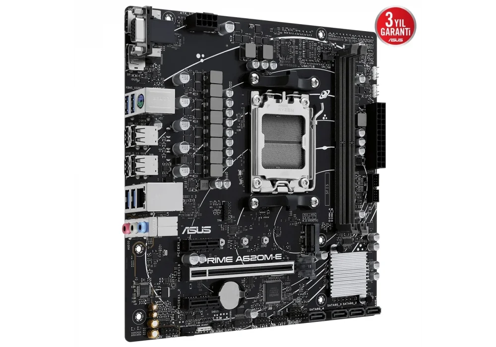 ASUS PRIME A620M-E-CSM 6400mhz(OC) RGB M.2 AM5 mATX DDR5 Anakart