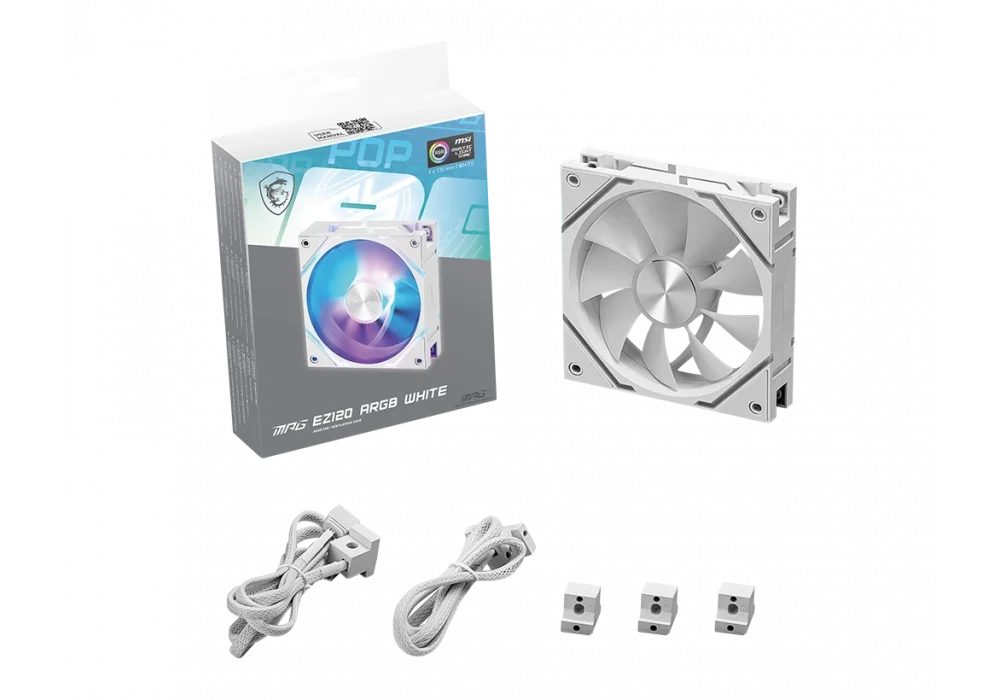 MSI MPG EZ120 ARGB-1B ARGB Beyaz 120 mm Daisy-Chain Manyetik Kasa Fanı