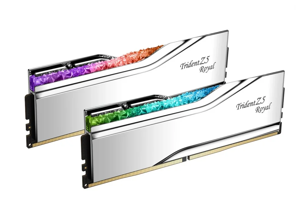 G.Skill 64GB(2x32) Trident Z5 Royal Silver RGB 6400Mhz CL32 DDR5 Ram (F5-6400J3239G32GX2-TR5S)