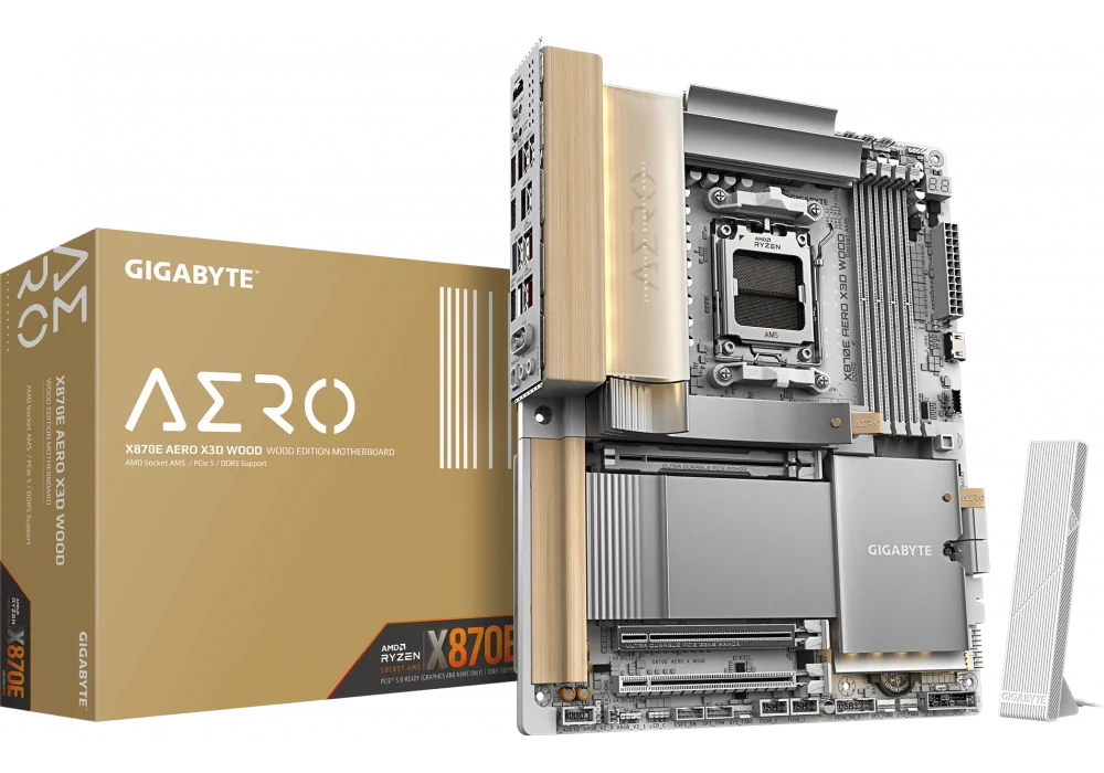 Gigabyte X870E AERO X WOOD 9000Mhz(OC) M.2 AM5 ATX Anakart