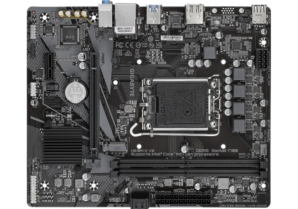 Gigabyte H610M K V2 4800mhz(OC) M.2 1700p DDR5 Anakart