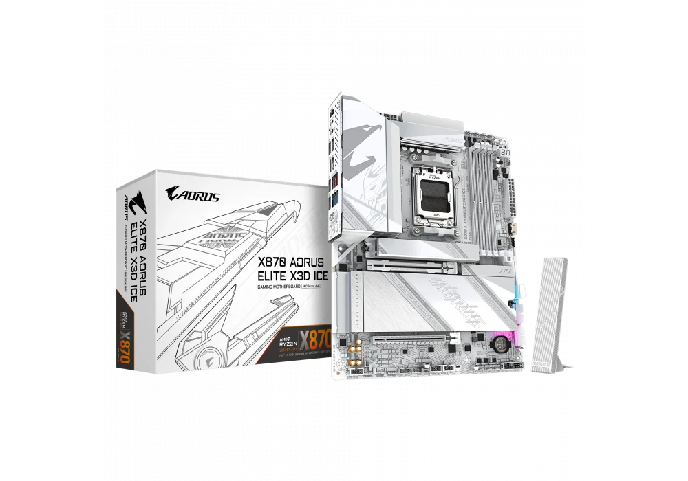 Gigabyte X870 AORUS ELITE X3D ICE WIFI7 8800mhz(OC) RGB M.2 AM5 ATX Anakart
