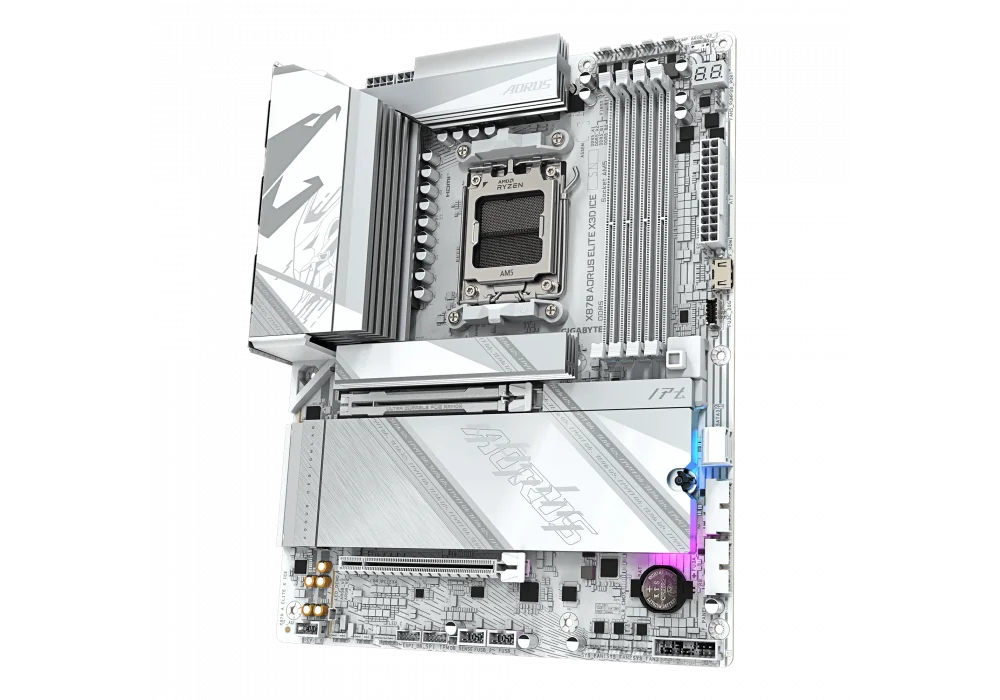 Gigabyte X870 AORUS ELITE X3D ICE WIFI7 8800mhz(OC) RGB M.2 AM5 ATX Anakart