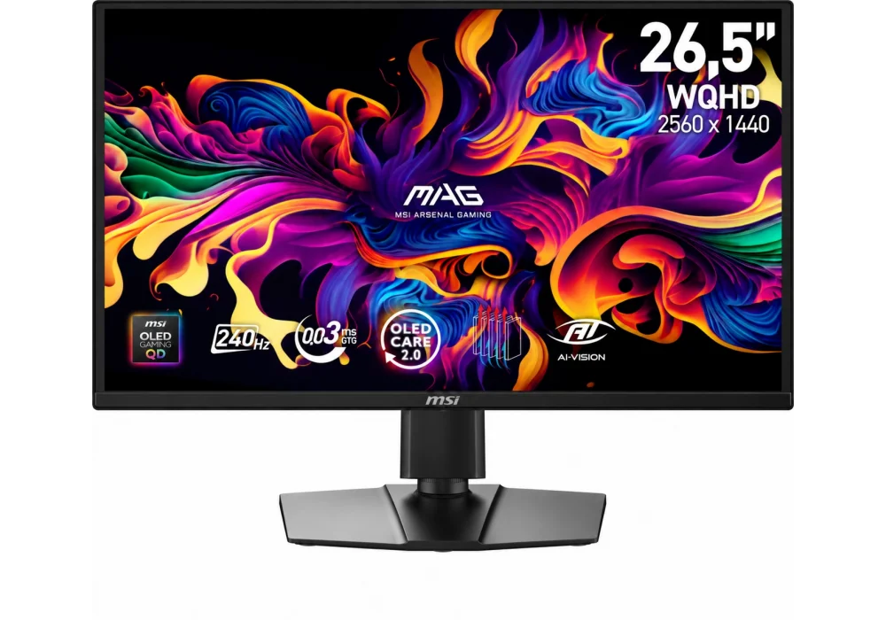 MSI 26.5 MAG 272QP QD-OLED X24 0.03ms 240Hz HDMI,DisplayPort Adaptive-Sync QD-OLED Gaming Monitör