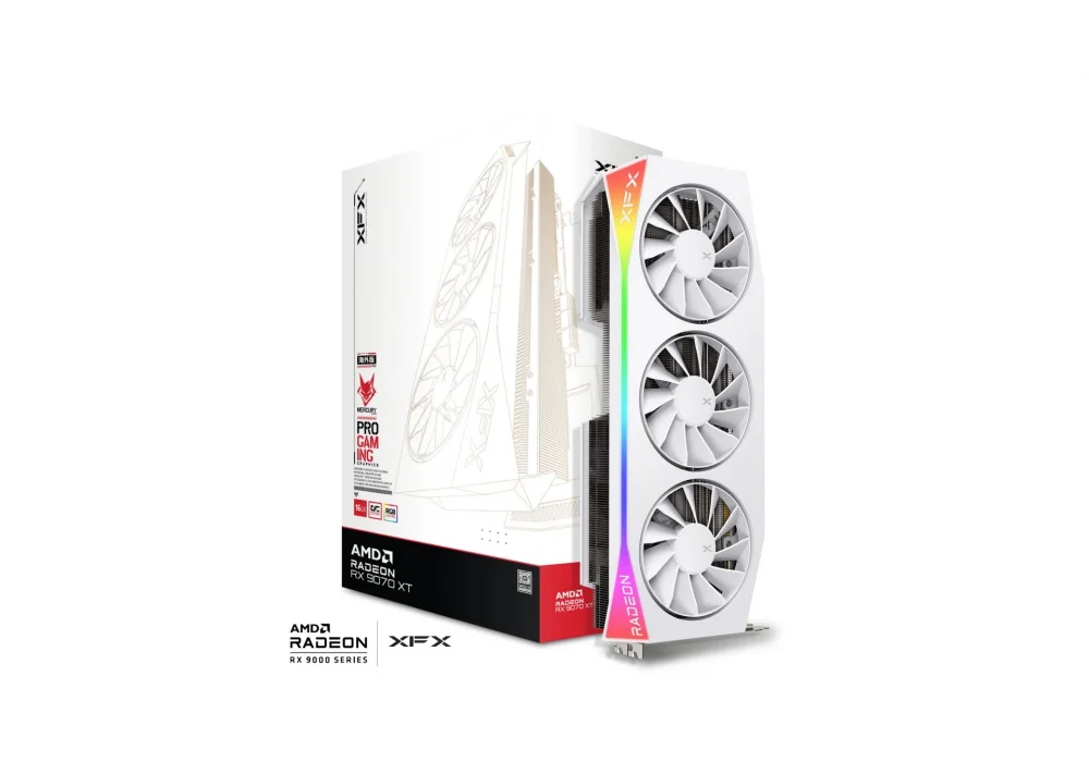 XFX Radeon RX 9070 XT Mercury OC White Gaming Edition RGB 16GB GDDR6 256 Bit Ekran Kartı