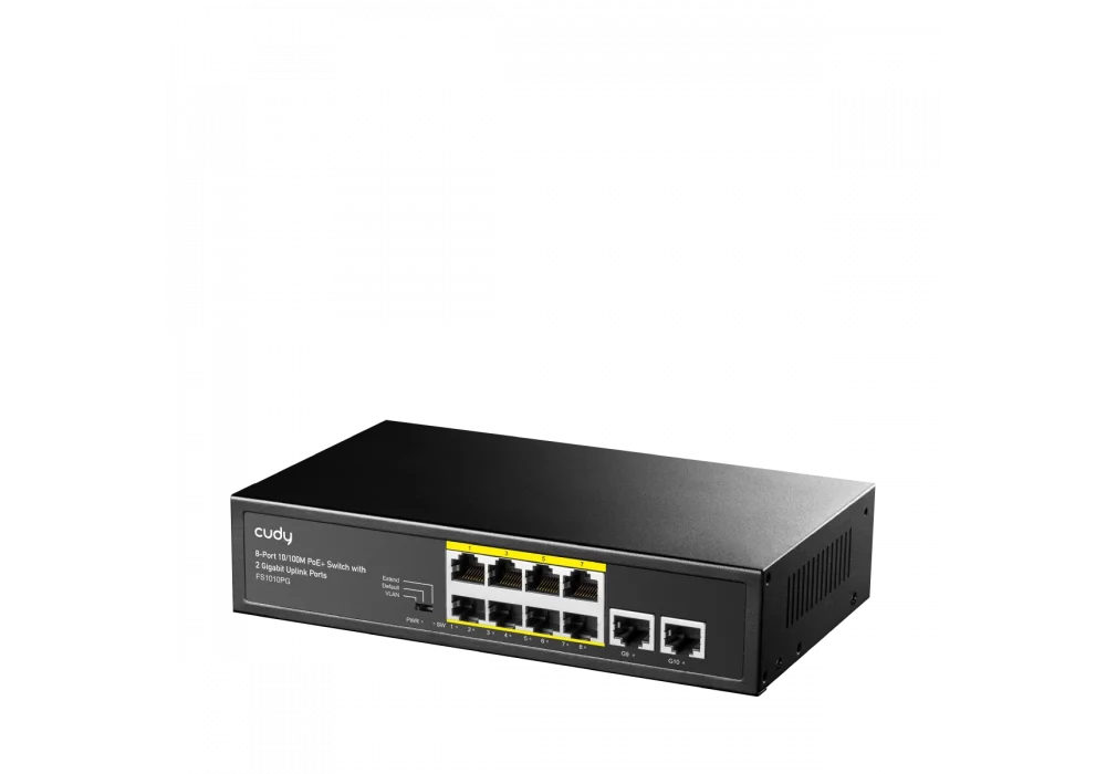 Cudy FS1010PG 8 Port 10/100Mbps 2*GE Uplink VLAN&Extend Mode 250m 120W POE+ Ethernet Switch