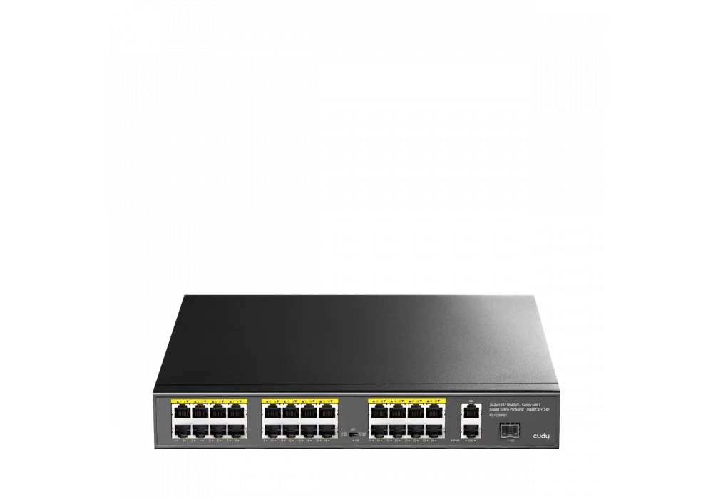 Cudy FS1026PS1 24 Port 10/100Mbps 1*SFP 2*GE RJ45 VLAN&Extend Mode 250m 300W 1U POE+ Ethernet Switch