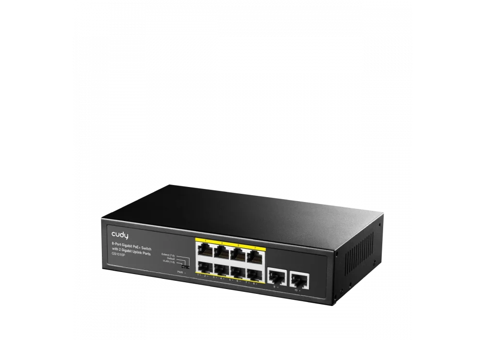 Cudy GS1010P 8 Port 10/100/1000Mbps 2*GE Uplink VLAN&Extend Mode 250m 120W POE+ Ethernet Switch