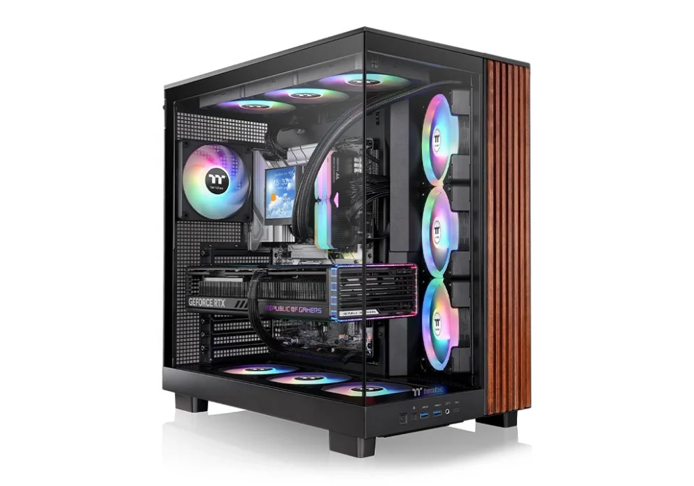 Thermaltake View 380XL Wood Black ARGB Tempered Glass USB 3.2 ATX Mid Tower Kasa