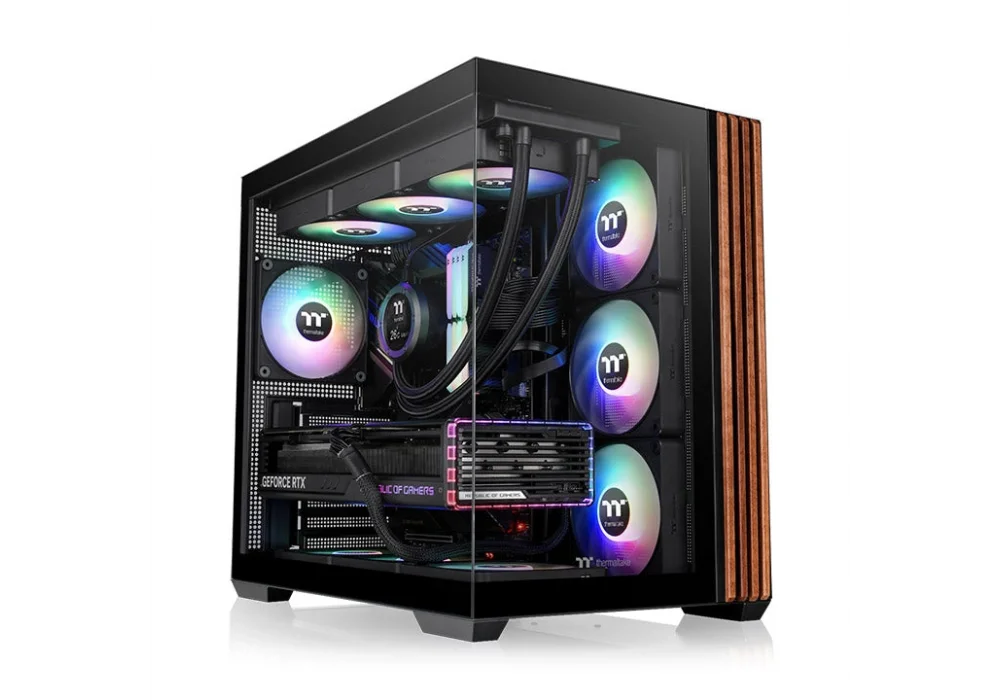 Thermaltake View 380 Wood Black ARGB Tempered Glass USB 3.2 ATX Mid Tower Kasa