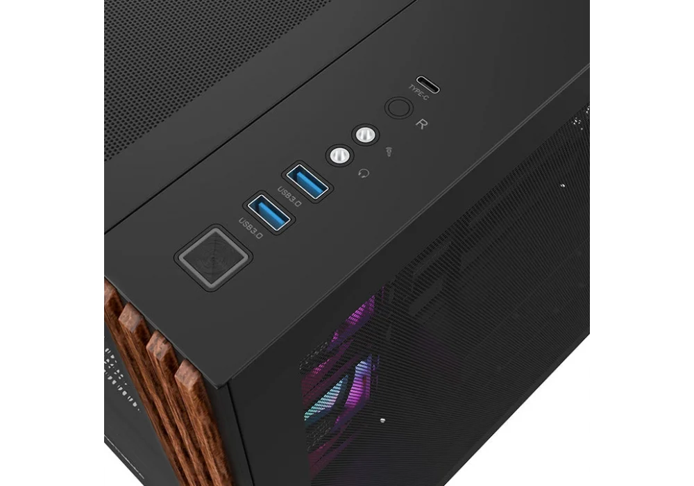 Thermaltake View 380 Wood Black ARGB Tempered Glass USB 3.2 ATX Mid Tower Kasa