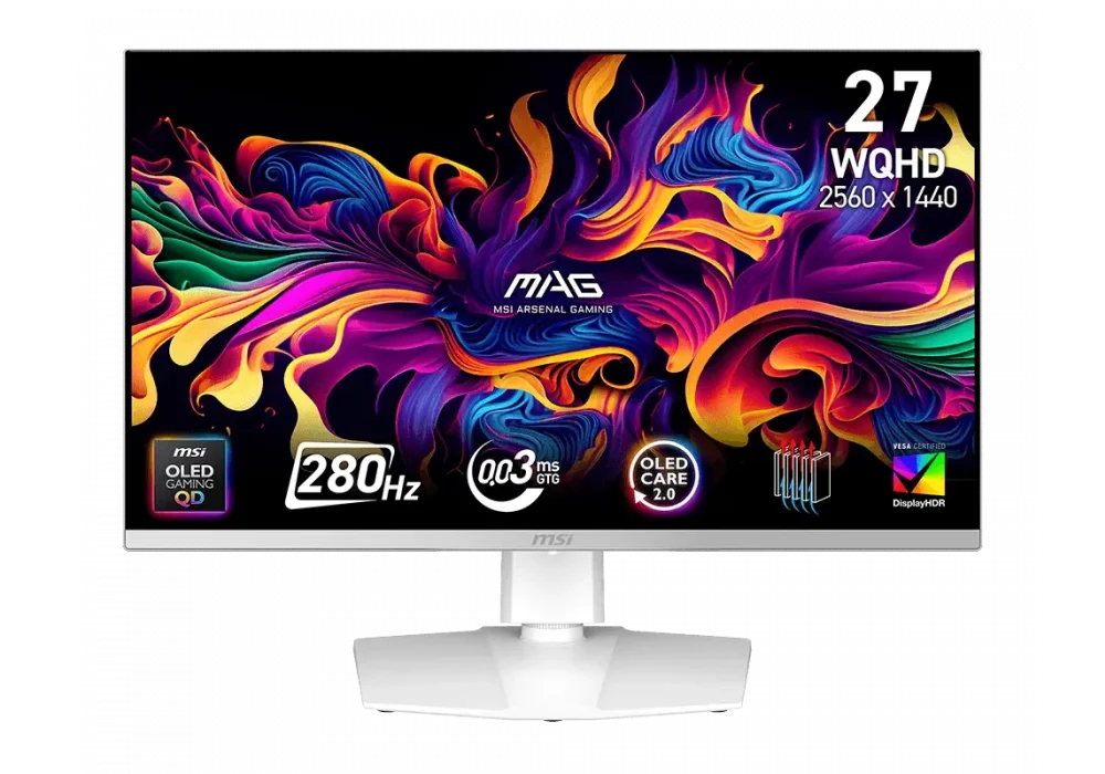 MSI 26.5 MAG 272QPW QD-OLED X28 Beyaz 0.03ms 280Hz HDMI,DisplayPort QD-OLED Adaptive-Sync Pivot 2K Gaming Monitör