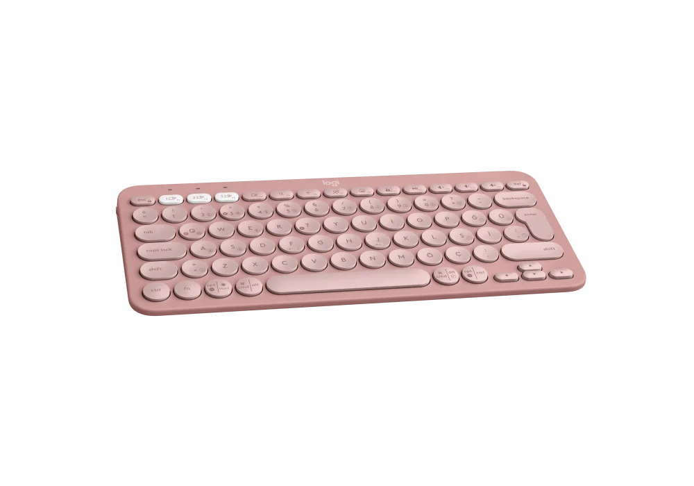 Logitech K380S Pebble Keys 2 Pembe Sessiz Kablosuz Klavye