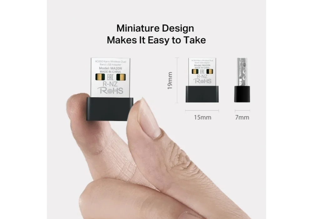 Mercusys MA20N AC650 Nano Dual Band Kablosuz USB Adaptör