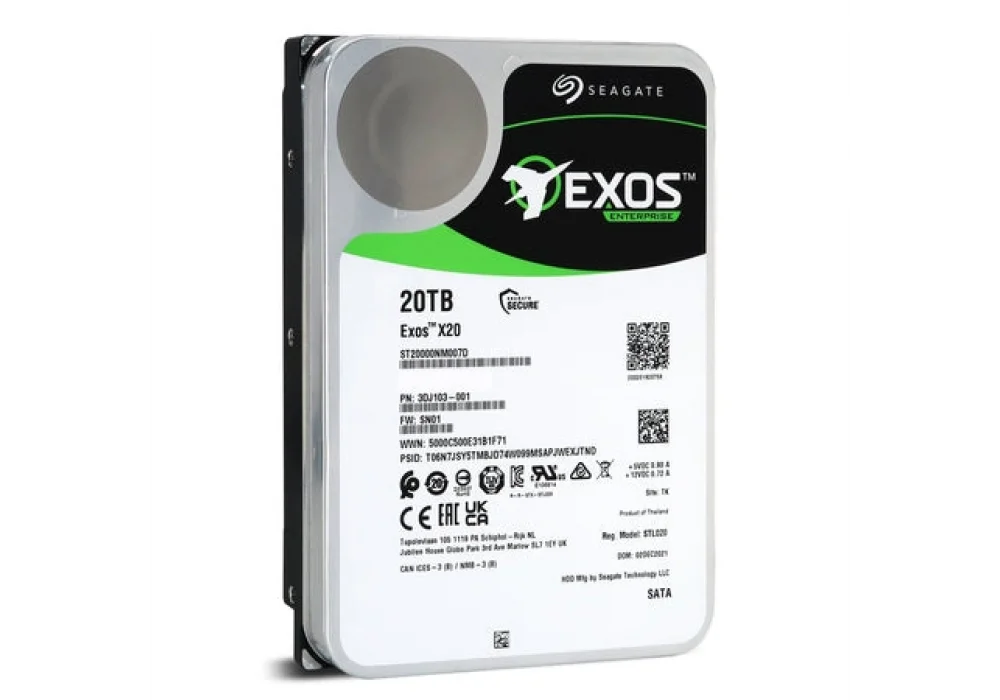 Seagate 20TB Exos X20 SATA 3 3,5 256MB 7200RPM (ST20000NM007D) NAS Diski
