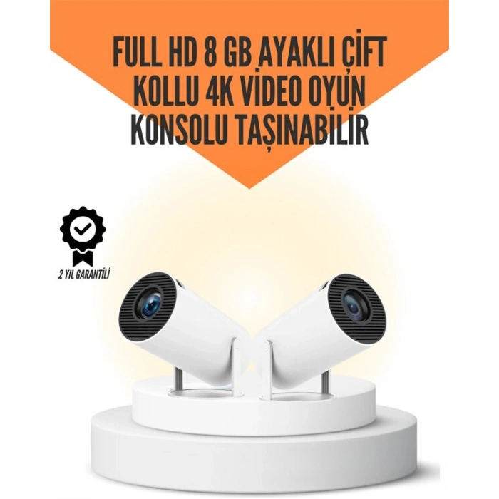 10.000 Oyun Destekli Çift Kollu 4K Projeksiyon – HDMI USB AUX Ethernet Yok