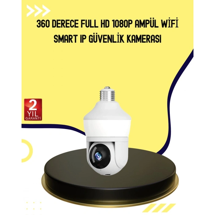 1080P Görüntü Kaliteli Wi-Fi Ampul Tipi Güvenlik Kamerası