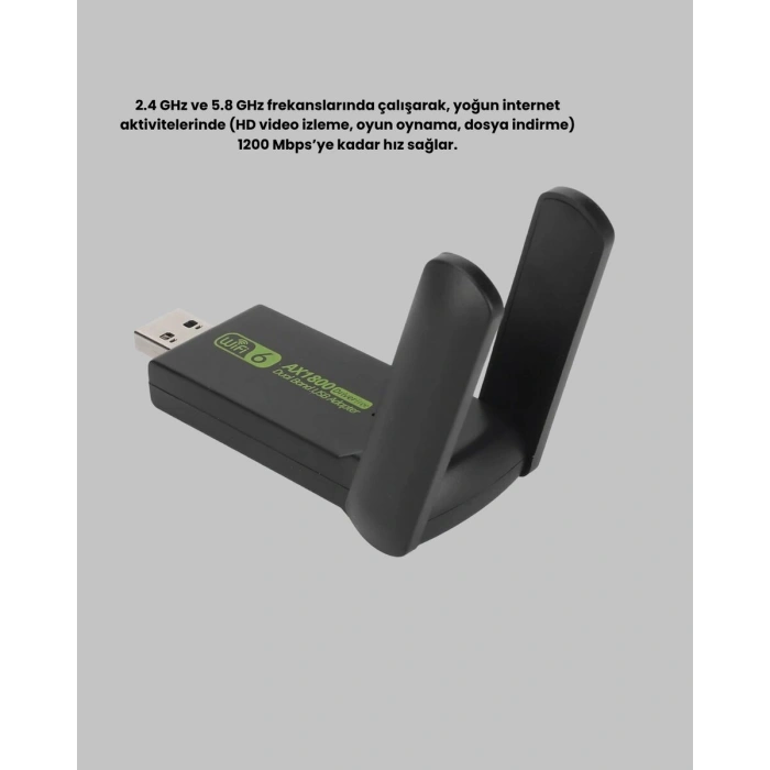 1200 Mbps Dual Band WiFi Adaptör – 5.8G & 2.4G Çift Antenli