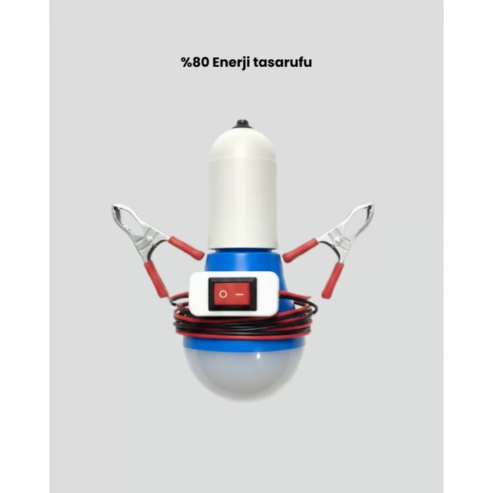 12V LED Ampul Timsah Kıskaçlı Taşınabilir Aydınlatma