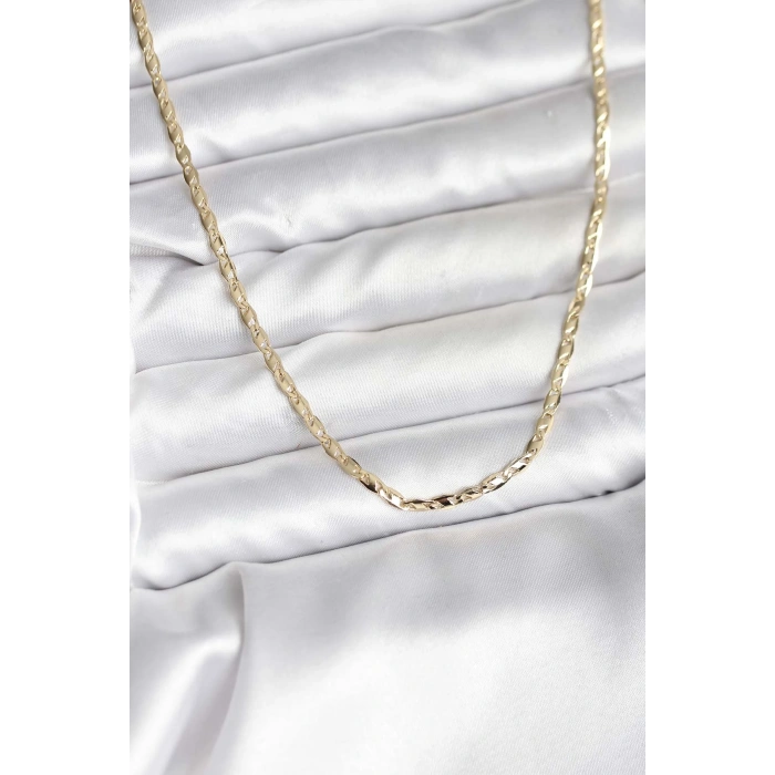 14K Gold Renk Kaplama Ezme Zincir Model CM Kadın Kolye 5886