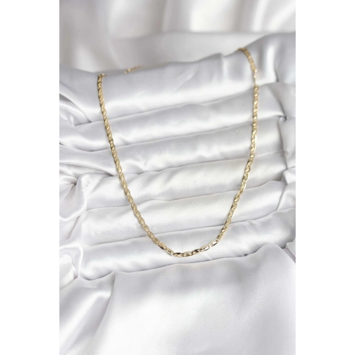 14K Gold Renk Kaplama Ezme Zincir Model CM Kadın Kolye 5886
