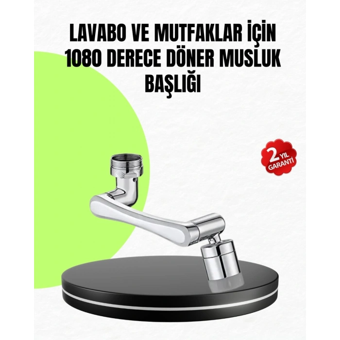 2 Modlu 1080° Dönebilen Musluk Başlığı Esnek 3 Eklemli Hareketli Tasarım