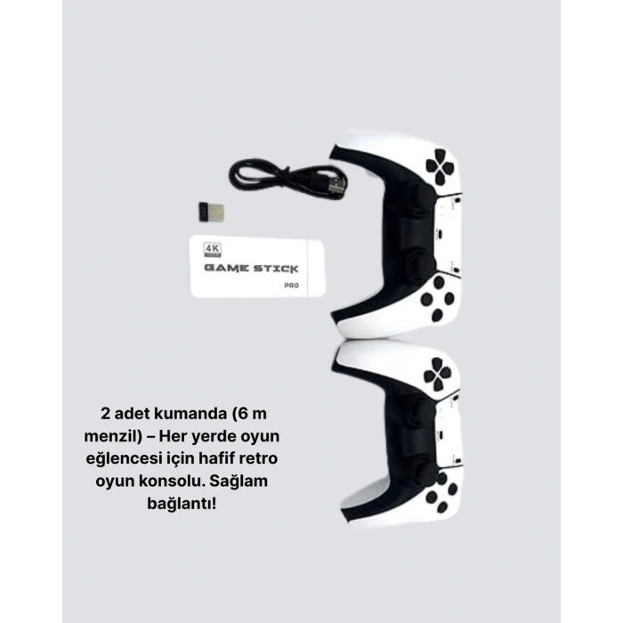20.000 Yüklü Oyunlu Kablosuz Retro Oyun Konsolu 4K Destekli