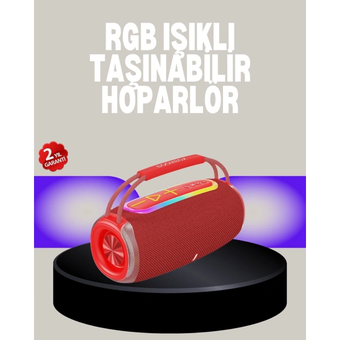 20W Kablosuz Bluetooth Hoparlör RGB Işık Efektli USB/SD/AUX Destekli