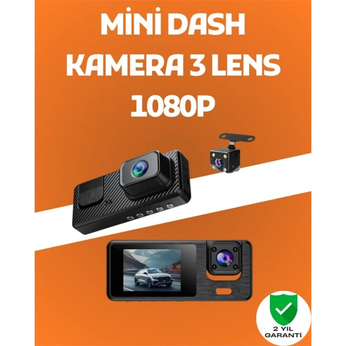 3 Kanallı Araç DVR – Ön + İç + Arka Kamera ile Tam Kapsama Yüksek Güvenlik