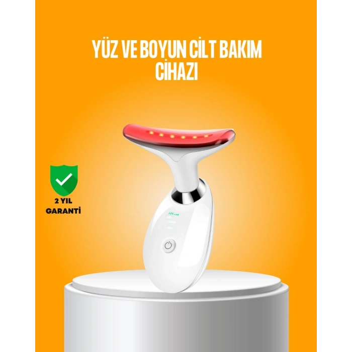 3 Modlu Boyun ve Yüz Bakım Cihazı – EMS Temizleme Sıcak Masaj ve Renkli Işık Terapi Özellikli