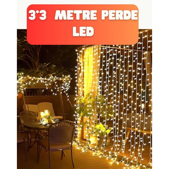 300 LED Perde Işık – Sıcak Beyaz Dekoratif Aydınlatma