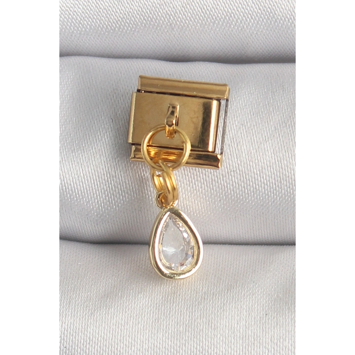 316L Çelik Gold Renk Sallantı Damla Zirkon Taşlı Nomination Charm 5886