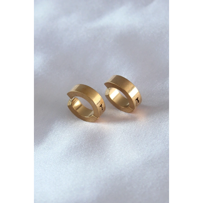 316L Çelik Gold Renk Sıkıştırmalı Erkek Küpe 5886