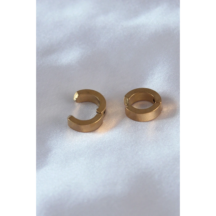 316L Çelik Gold Renk Sıkıştırmalı Erkek Küpe 5886