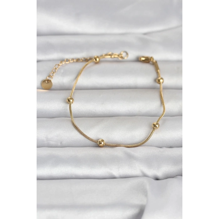 316L Çelik Gold Renk Top Zincirli Kadın Bileklik 5886