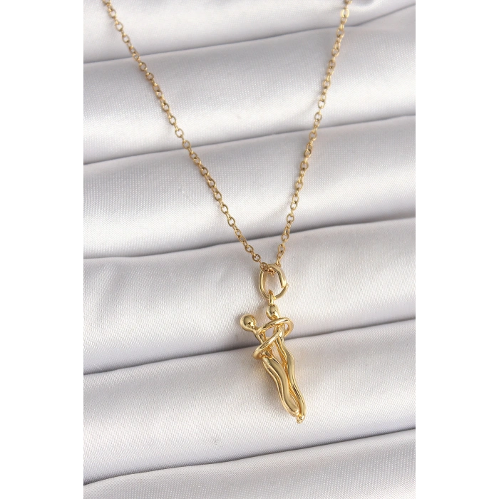 316L Çelik Gold Renk Zincir Sarılma Model Kadın Kolye 5886