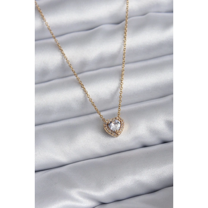 316L Çelik Zincir Gold Renk Charm Kadın Kolye 5886