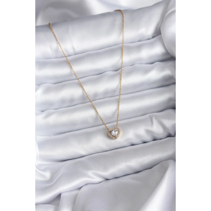 316L Çelik Zincir Gold Renk Charm Kadın Kolye 5886