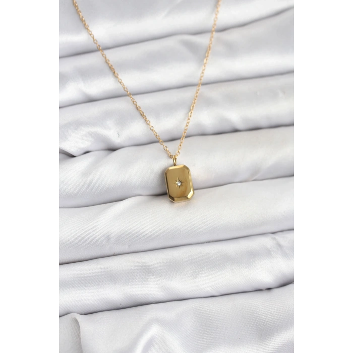 316L Çelik Zincir Gold Renk Minimal Kutup Yıldızı Model Kadın Kolye 5886