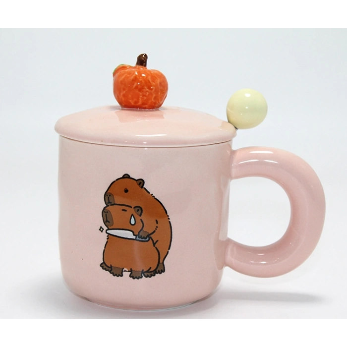 3D Capybara Desenli Porselen Kupa Bardak