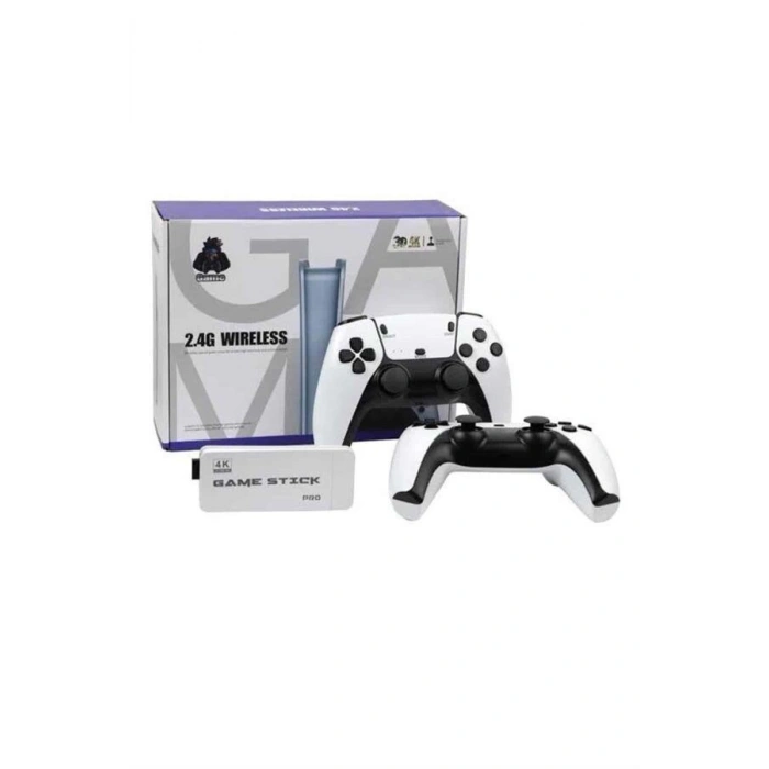 4K HD Görüntü Kaliteli Retro Game Stick 20000 Oyunlu Çift Kollu Beyaz Game Stick
