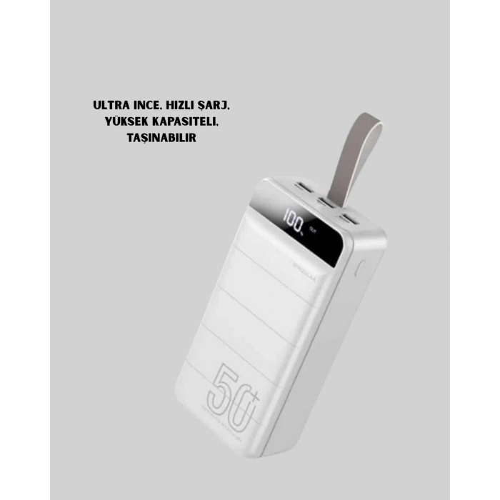 50000mAh Yüksek Kapasiteli Powerbank Hızlı Şarj ve LED Ekranlı