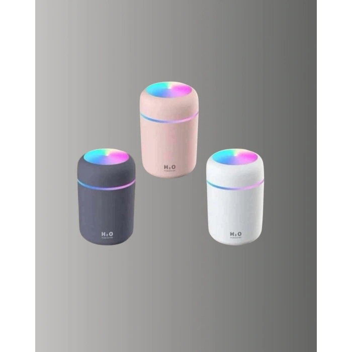 ABS Gövdeli 300ml USB Nemlendirici – Beyaz Gri Pembe Renk