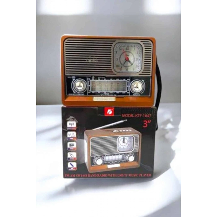 Ahşap Görünümlü Retro Bluetooth Radyo USBAUX Ve SD Kart Girişli