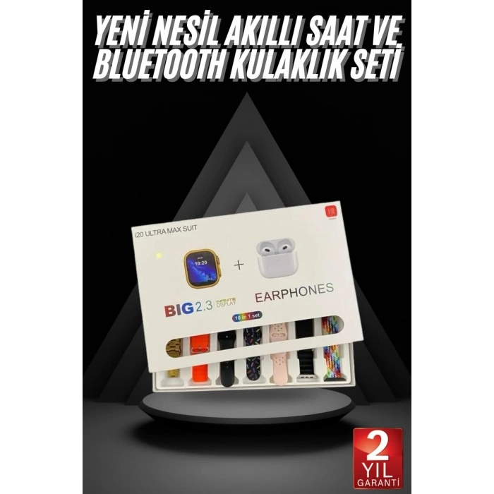 Akıllı Saat ve Air Pro Kulaklık 7 Kordonlu Çok Fonksiyonlu İkili Set
