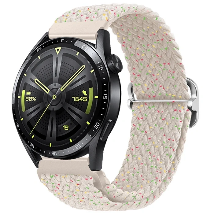 ALLY 22MM Gear S3 Watch 4 -Gt2 GT2E 46MM Japon Tokalı Elastik Kayış Kordon-(5775)