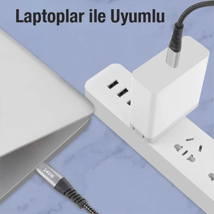 ALLY 240W Type-C To Type-C Laptop Telefon Hızlı Data ve Şarj Kablosu-(5775)