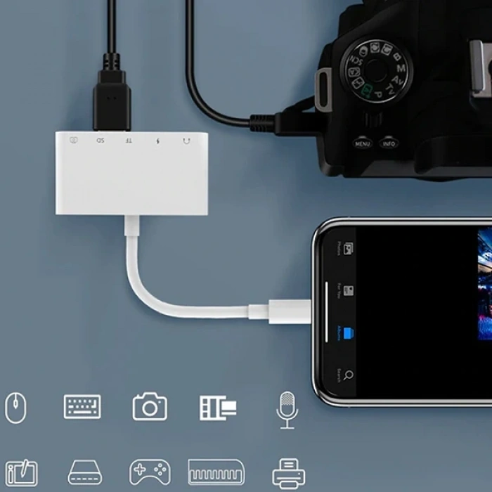 ALLY 5in1 İPhone-İPad lightning To Audio Usb Kamera Okuyucu-(5775)
